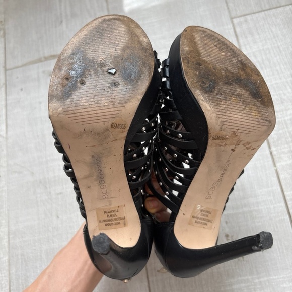 BCBGeneration Maxwell Studded Black Heel Sandals - Picture 4 of 6